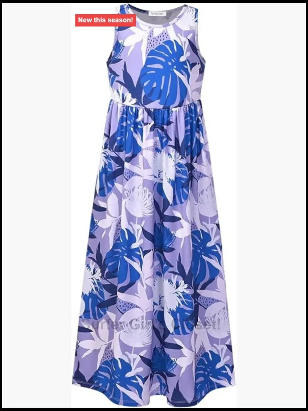 Girls Maxi Dress Sleeveless Long Sleeve Crew Neck Casual A-Line Pockets